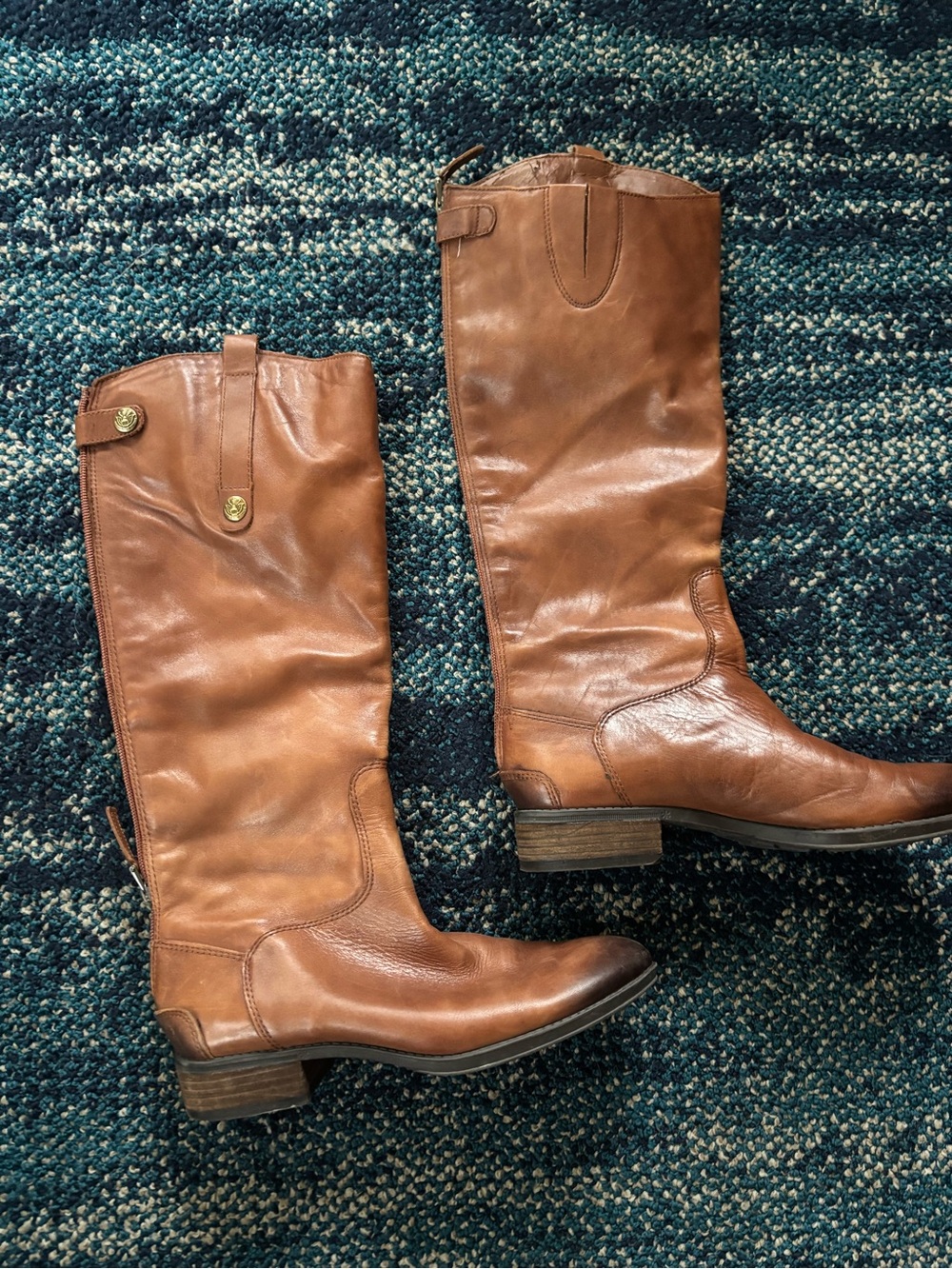 Sam Edelman Tall Leather Riding Boots in Cognac